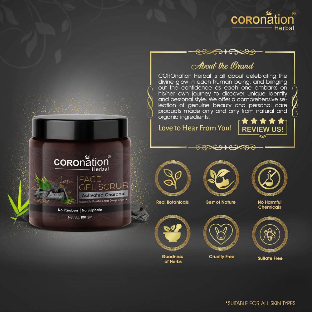 Coronation Herbal Activated Charcoal Face Gel Scrub - Vamzn#