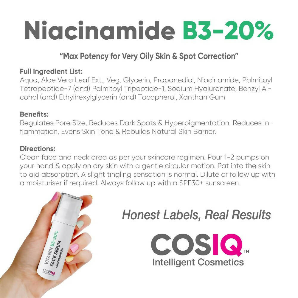 Cos - IQ Niacinamide Vitamin B3 - 20% Face Serum for Ultra Sensitive Skin - Vamzn#