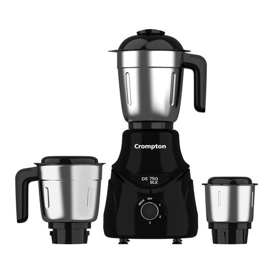 Crompton DS 500 BLK 500 - Watt Mixer Grinder with Powertron Motor & Motor Vent - X Technology (3 Stainless Steel Jars, Black & Grey) - Vamzn#
