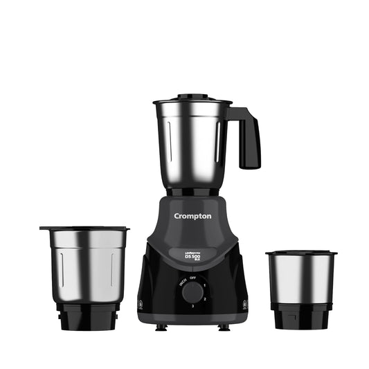 Crompton DS 500 BLK 500 - Watt Mixer Grinder with Powertron Motor & Motor Vent - X Technology (3 Stainless Steel Jars, Black & Grey) - Vamzn#