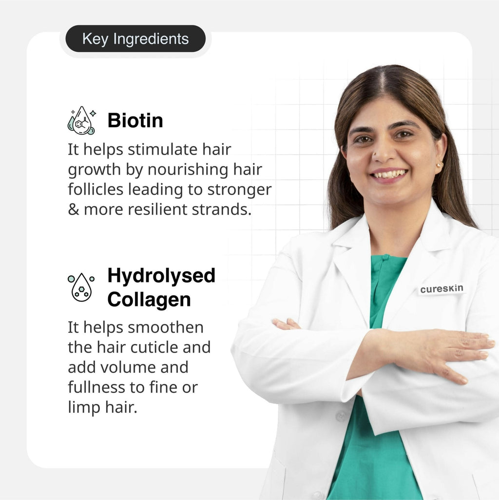 Cureskin Biotin & Collagen Vitamin B5 Glycolipids Shampoo: Strengthen Hair, Reduce Hairfall & Repair Damage - Vamzn#