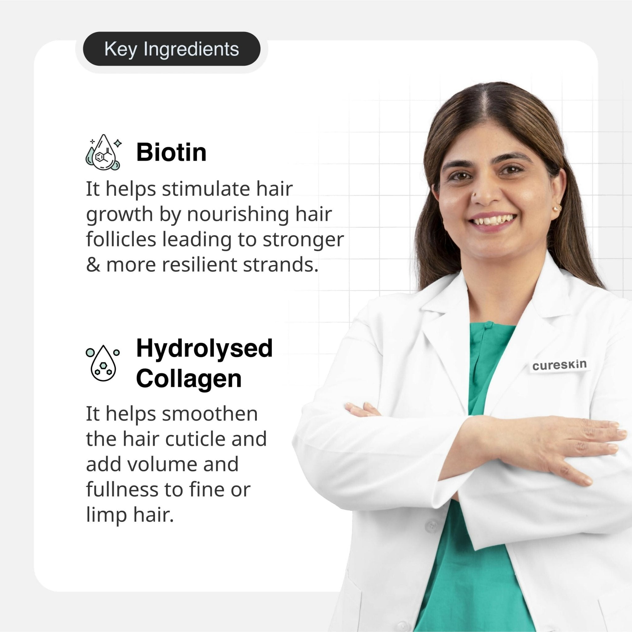 Cureskin Biotin & Collagen Vitamin B5 Glycolipids Shampoo: Strengthen Hair, Reduce Hairfall & Repair Damage - Vamzn#