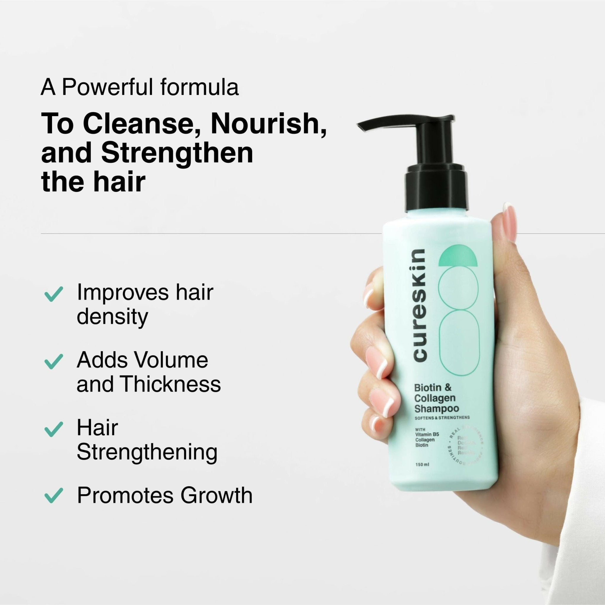 Cureskin Biotin & Collagen Vitamin B5 Glycolipids Shampoo: Strengthen Hair, Reduce Hairfall & Repair Damage - Vamzn#