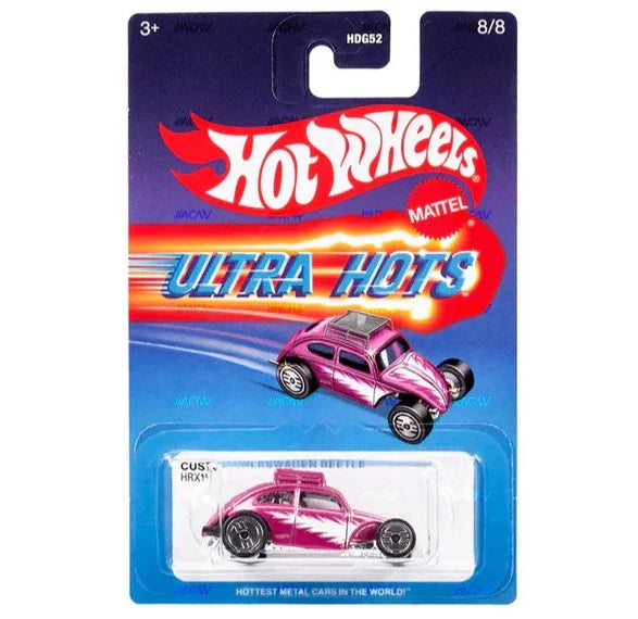 Hot Wheels Ultra Hots Retro 2024 Edition 1:64 Scale Custom Volkswagen Beetle Pro Die-Cast Vehicles with Full Front & Rear Decoration VUM Parts for Ages 3+