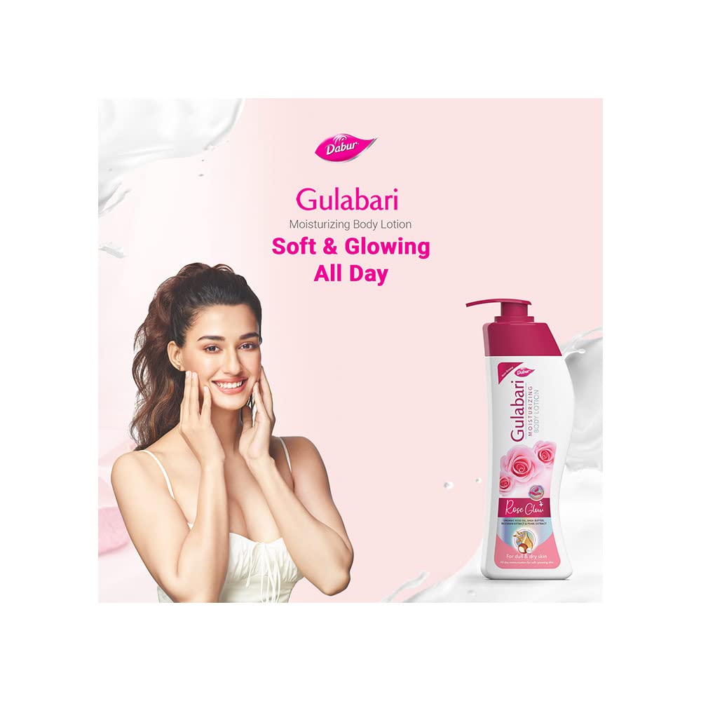 Dabur Gulabari Moisturizing Body Lotion - 400ml For Dry & Dull Skin, Made with 100% Organic Rose Oil, Dermatologically Tested and Paraben Free - Vamzn#