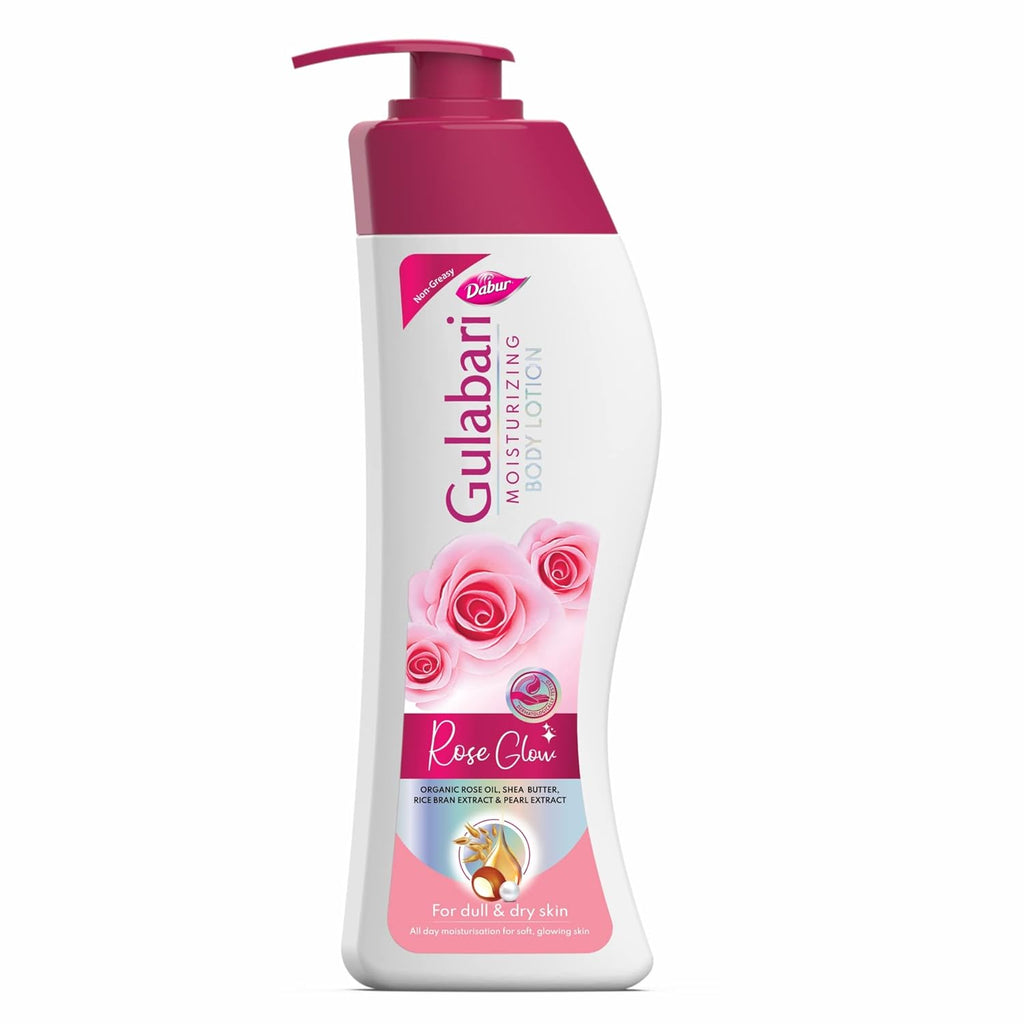Dabur Gulabari Moisturizing Body Lotion - 400ml For Dry & Dull Skin, Made with 100% Organic Rose Oil, Dermatologically Tested and Paraben Free - Vamzn#