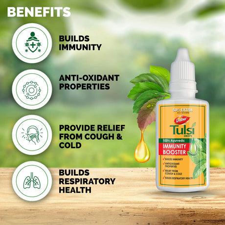 Dabur Tulsi Drops : 30ml (20ml + 10ml Free) | Contains Extracts of 5 Rare Tulsi | Boosts Immunity | Cough And Cold Relief | 100% Ayurvedic | Builds Respiratory Health - Vamzn#
