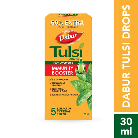 Dabur Tulsi Drops : 30ml (20ml + 10ml Free) | Contains Extracts of 5 Rare Tulsi | Boosts Immunity | Cough And Cold Relief | 100% Ayurvedic | Builds Respiratory Health - Vamzn#