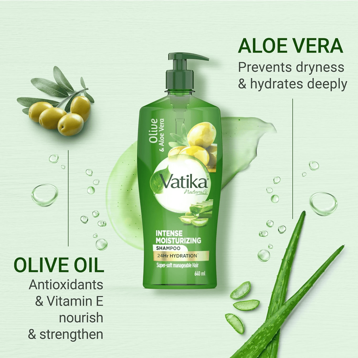 Dabur Vatika Naturals Olive & Aloe Vera Intense Moisturising Shampoo - Vamzn#