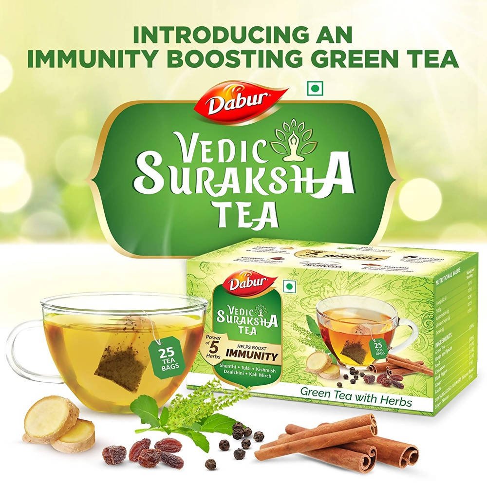 Dabur Vedic Suraksha Green Tea With Herbs Bags - Vamzn#