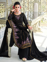 Dark Blue Real Georgette Gharara Suit - Vamzn#