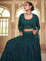 Dark Green georgette Designer Suit - Vamzn#