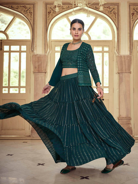 Dark Green georgette Designer Suit - Vamzn#