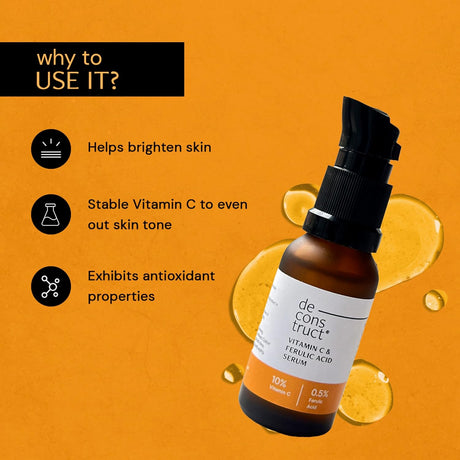 Deconstruct 10% Non - Irritating Vitamin C Face Serum For Glowing Skin|10% Vitamin C + 0.5% Ferulic Acid|Water Based Serum|Highly Stable Vitamin C Face Serum For Women And Men|Beginner Friendly|30 Ml - Vamzn#