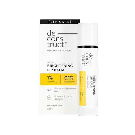 Deconstruct Brightening Lip Balm with SPF 30 | For Dark, Pigmented, Dry, Flaky Lips | Brightens Pigmented Lips | Vitamin C for Dark Lips | SPF 30 for Sun Damage and Discoloration | Lip Balm for Glossy Buttery Soft Pink Lips | For Women & Men - (4 gm) - Vamzn#