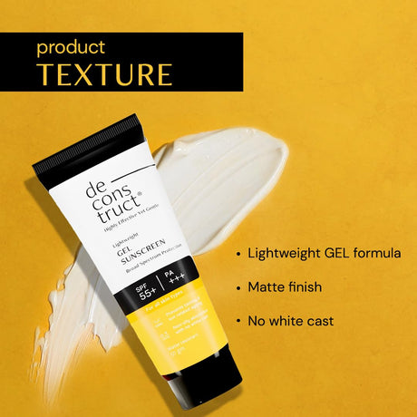 Deconstruct Face Gel Sunscreen Spf 55+ And Pa+++ |For Oily Skin, Combination Skin, Normal Skin | Broad Spectrum Sunscreen, No White Cast, Lightweight, Non Greasy - Vamzn#