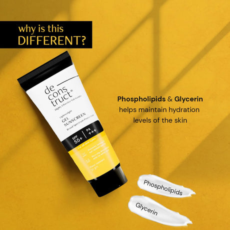 Deconstruct Face Gel Sunscreen Spf 55+ And Pa+++ |For Oily Skin, Combination Skin, Normal Skin | Broad Spectrum Sunscreen, No White Cast, Lightweight, Non Greasy - Vamzn#