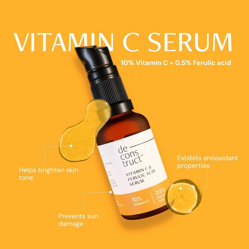Deconstruct Sun Protect Duo 10% Vitamin C Face Serum + Gel Sunscreen, Get Glowing Skin with Sun Protection, No White Cast, Non Irritating & Lightweight - Vamzn#