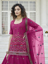 Deep Pink Embroidered Designer Lehenga - Vamzn#