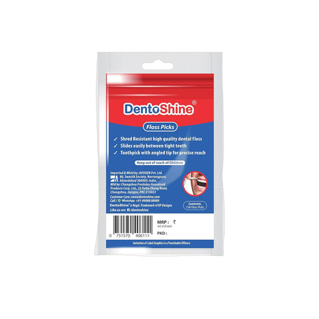 DentoShine Deep Clean Floss Picks - 15 ct Resealable Poly Bag (Pack of 8) - Vamzn#