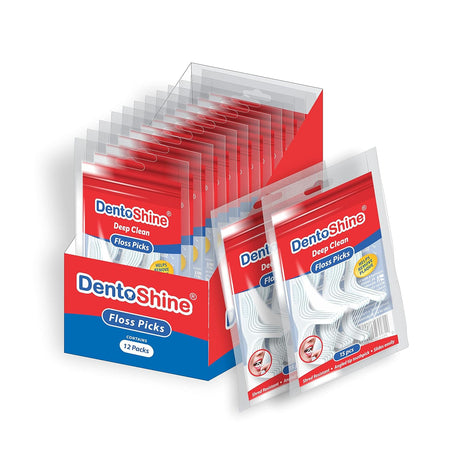 DentoShine Deep Clean Floss Picks - 15 ct Resealable Poly Bag (Pack of 8) - Vamzn#