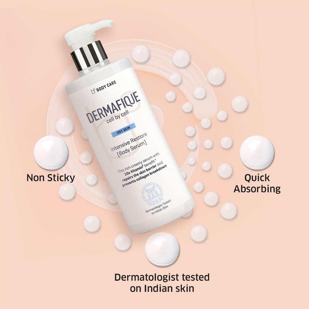 Dermafique Intensive Restore Body Lotion Serum with Vitamin E – 300ml, Body Lotion for Dry Skin, with 10x Vitamin E Benefits & Deep Hydration, Moisturizer for Body | Dermatologist Tested - Vamzn#