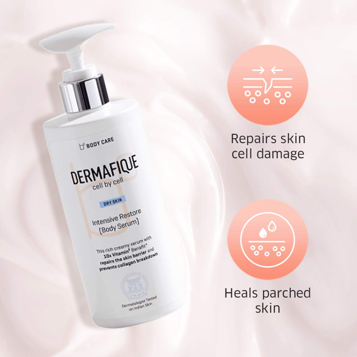 Dermafique Intensive Restore Body Lotion Serum with Vitamin E – 300ml, Body Lotion for Dry Skin, with 10x Vitamin E Benefits & Deep Hydration, Moisturizer for Body | Dermatologist Tested - Vamzn#