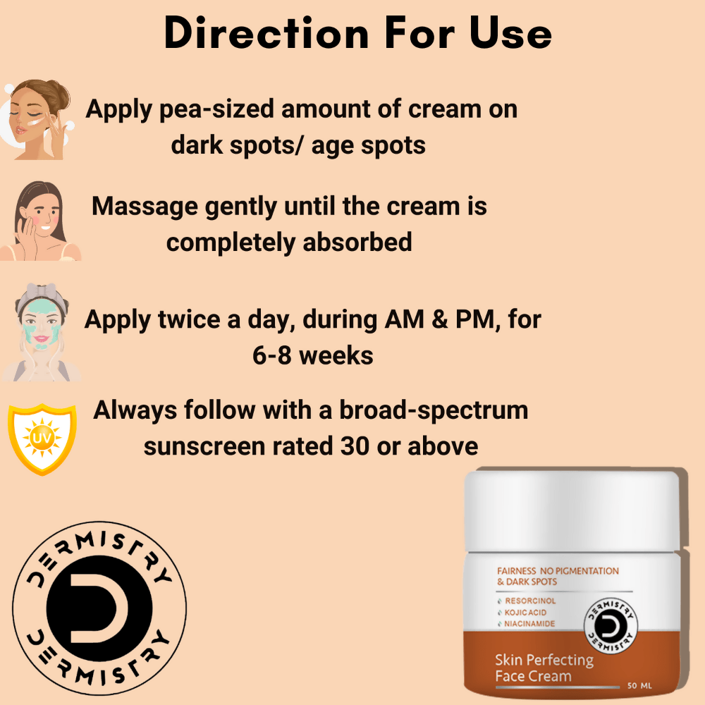 Dermistry Kojic Acid Skin Perfecting Fairness Face Cream Dark Spots Correction Instant Glow - Vamzn#