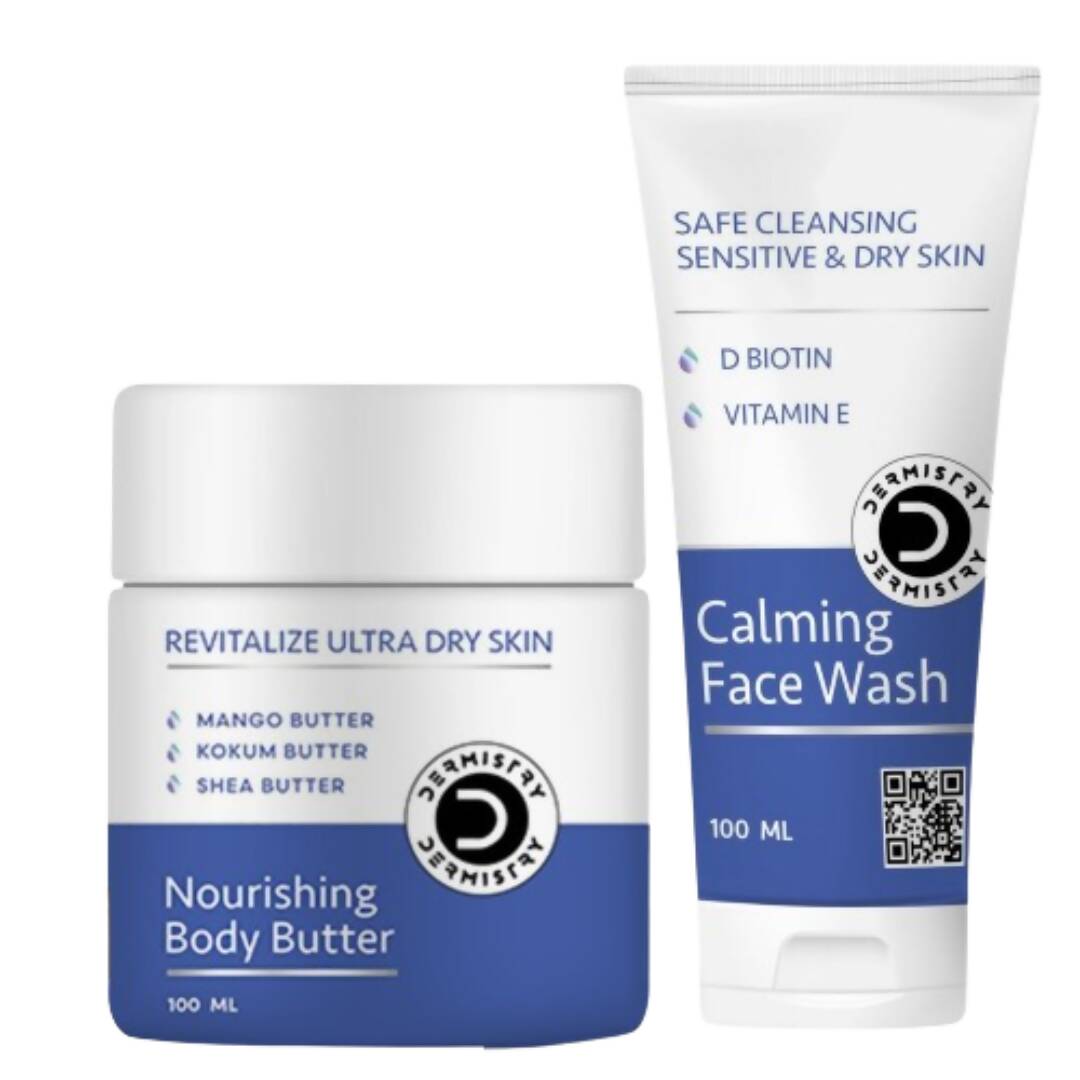 Dermistry Sensitive & Dry Skin Body Butter Lotion & Safe Calming Face Wash - Vamzn#
