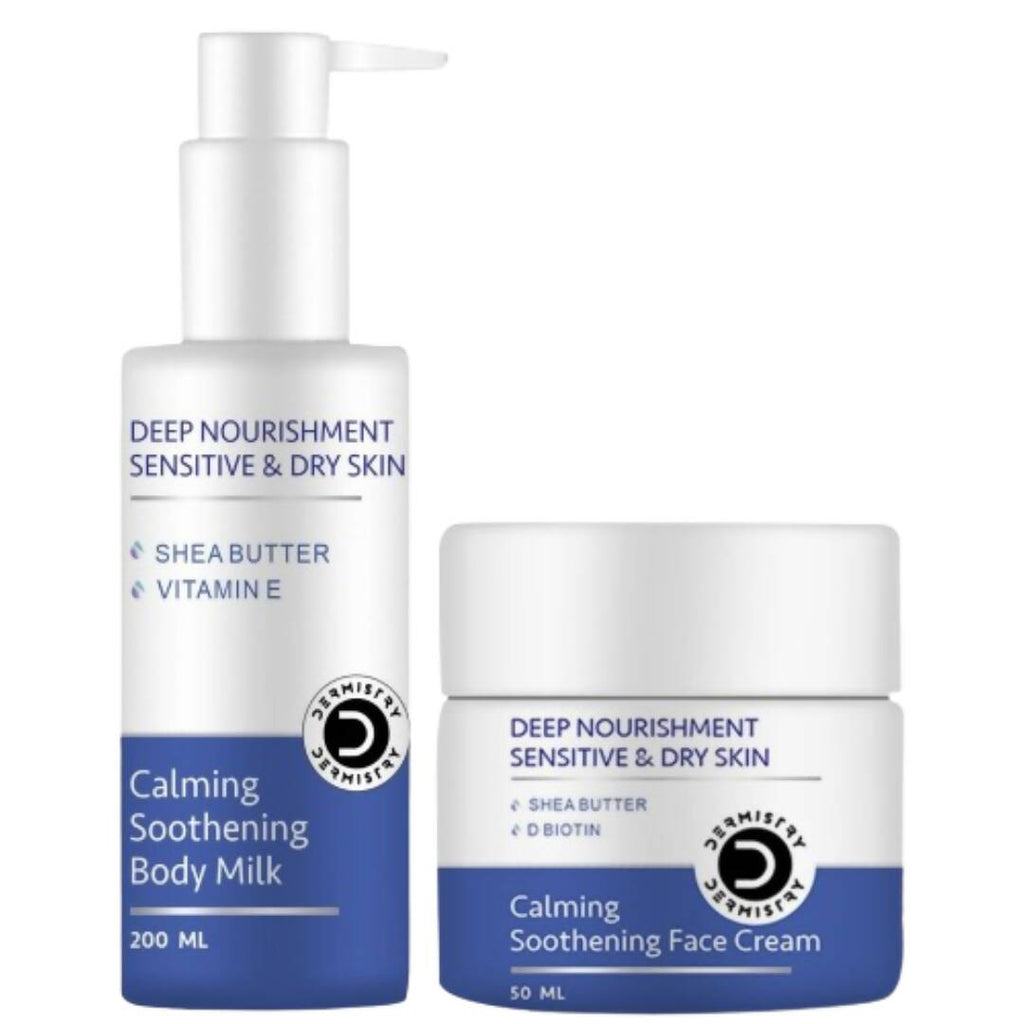 Dermistry Sensitive & Dry Skin Calming Body Milk Lotion & Calming Soothening Face Cream - Vamzn#
