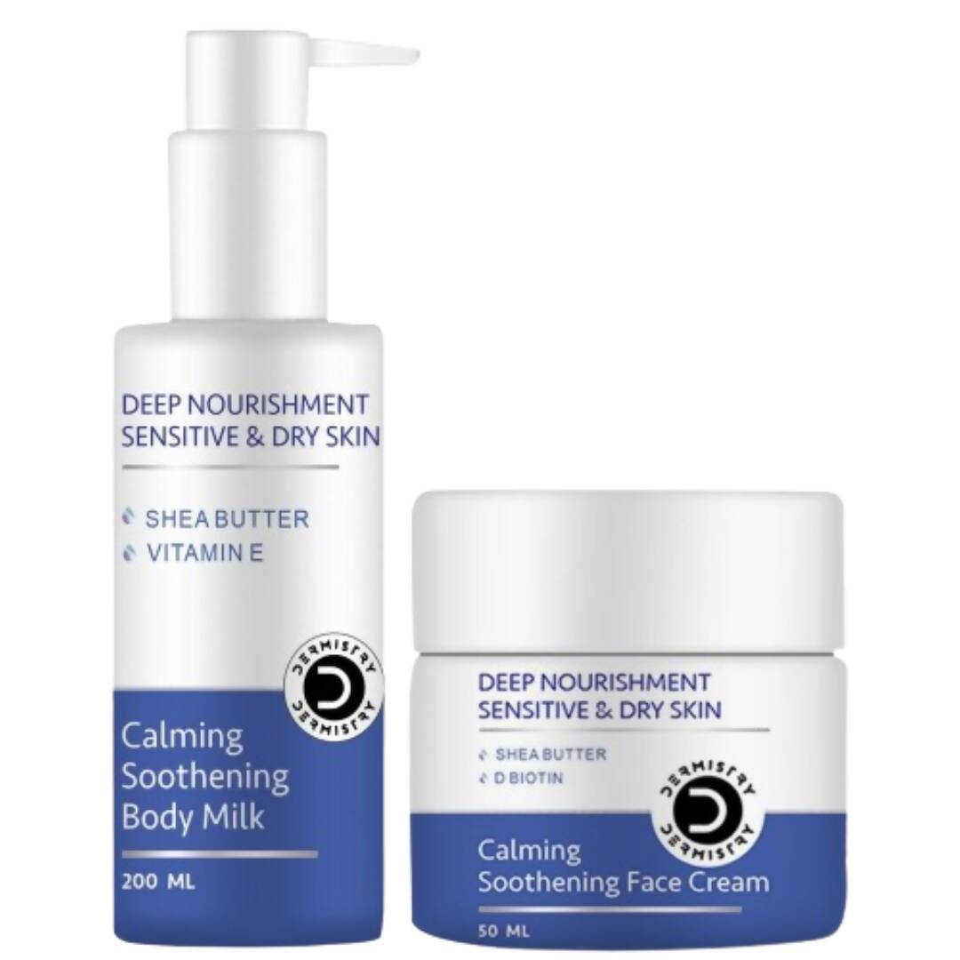Dermistry Sensitive & Dry Skin Calming Body Milk Lotion & Calming Soothening Face Cream - Vamzn#