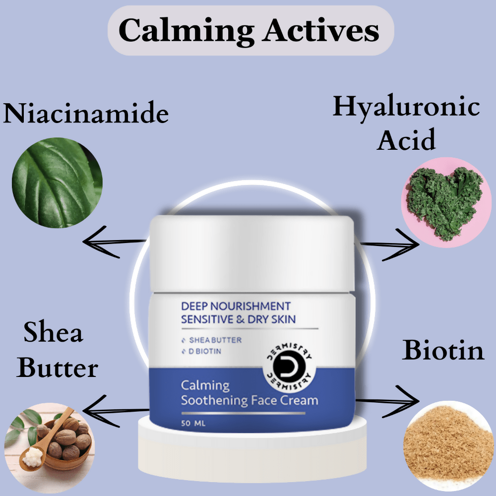 Dermistry Sensitive & Dry Skin Care Deep Nourishment Calming Soothing Face Cream Shea Butter Biotin - Vamzn#