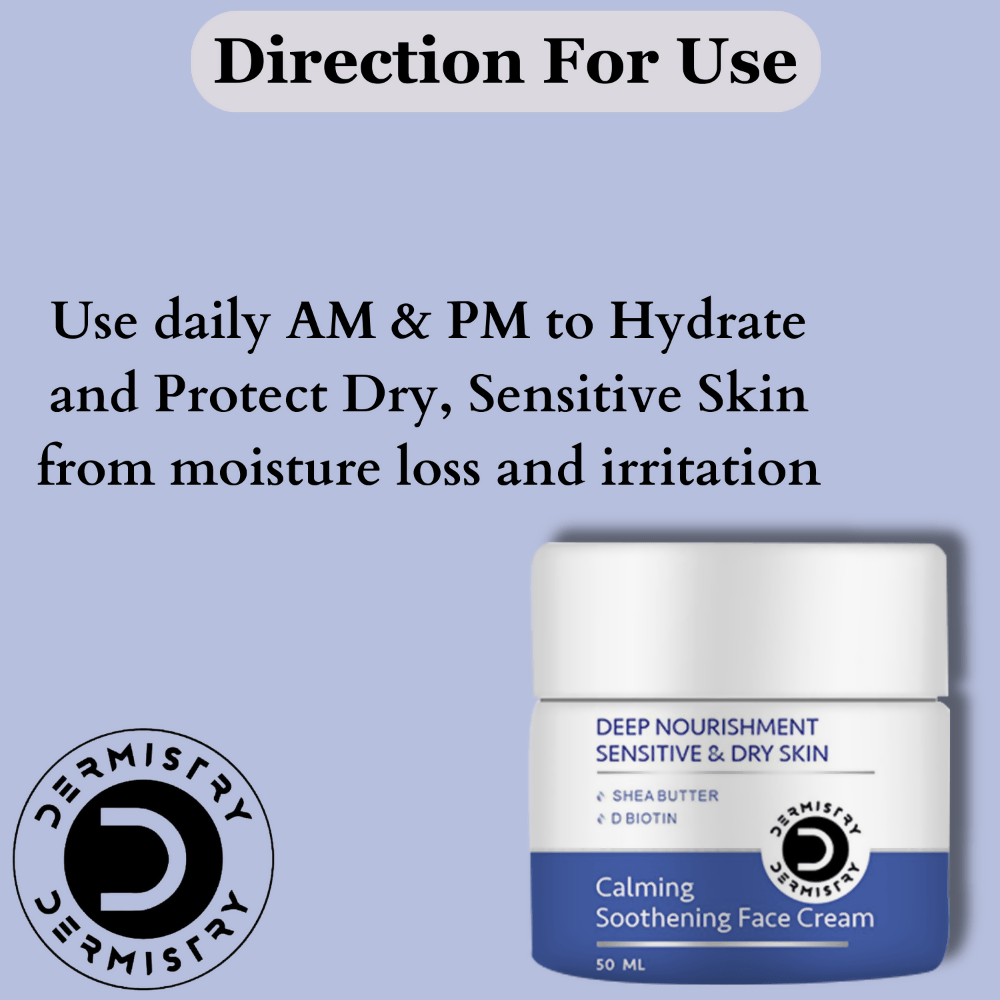 Dermistry Sensitive & Dry Skin Care Deep Nourishment Calming Soothing Face Cream Shea Butter Biotin - Vamzn#