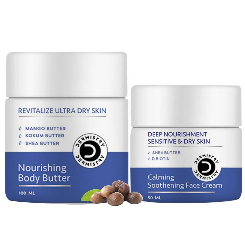 Dermistry Sensitive & Dry Skin Nourishing Body Butter & Calming Soothening Face Cream - Vamzn#