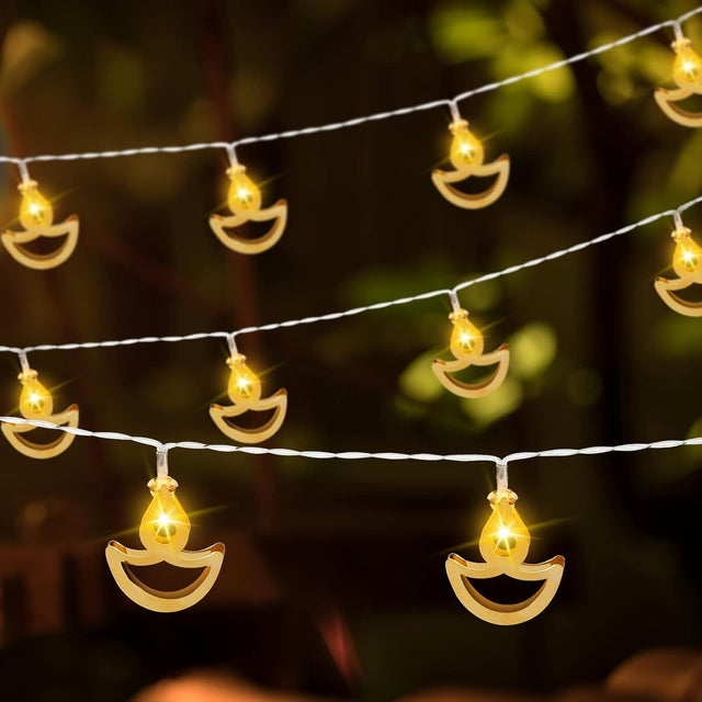 DesiDiya® 35 Feet Long LED Power Pixel Serial String Light, 360 Degree Light in Bulb | Copper Led Pixel String Light for Home Decoration,Diwali,Christmas(Warm White) Pack of 1 Gold Diya String - Vamzn#