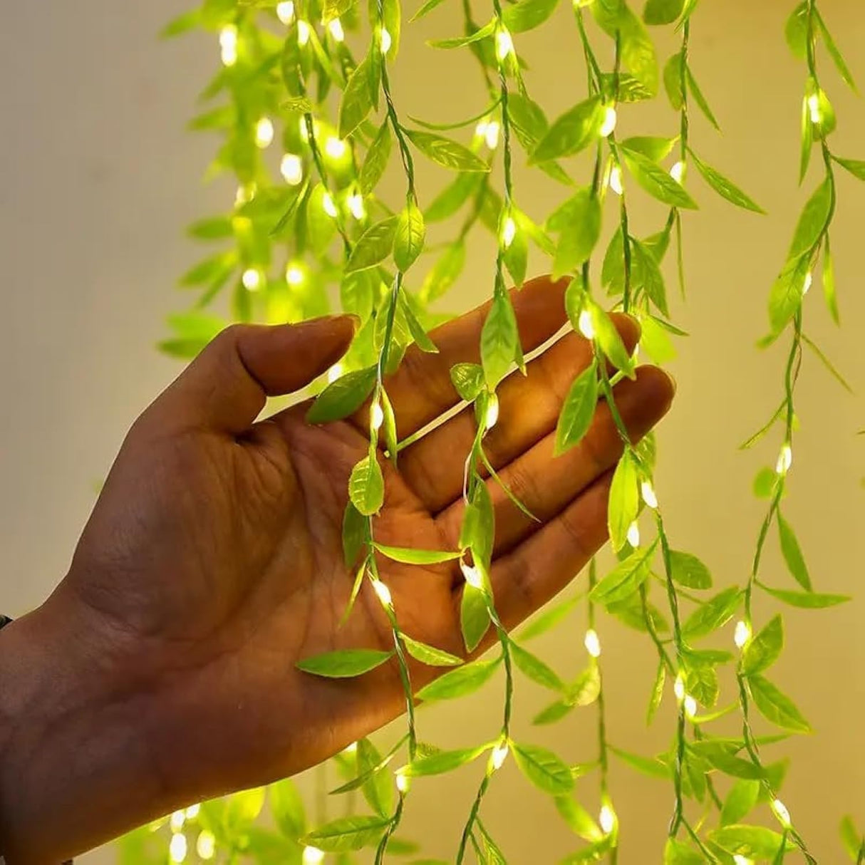 DesiDiya® 35 Feet Long LED Power Pixel Serial String Light, 360 Degree Light in Bulb | Copper Led Pixel String Light for Home Decoration,Diwali,Christmas(Warm White) Pack of 1 Leaf string - Vamzn#