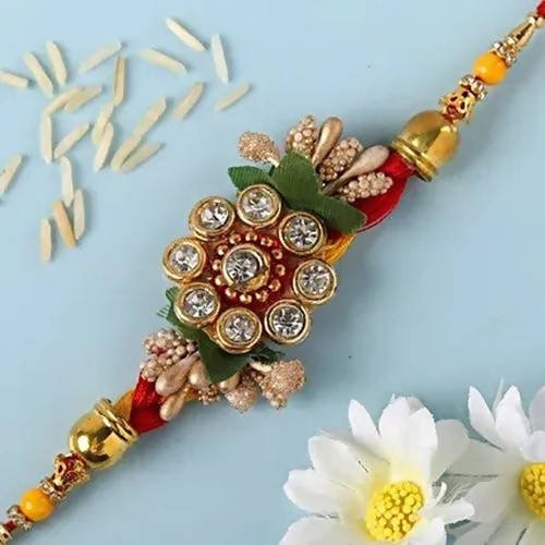 Designer Antique Rakhi & Kaju Katli Box - Vamzn#
