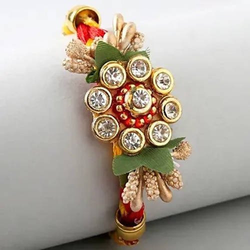 Designer Antique Rakhi & Kaju Katli Box - Vamzn#