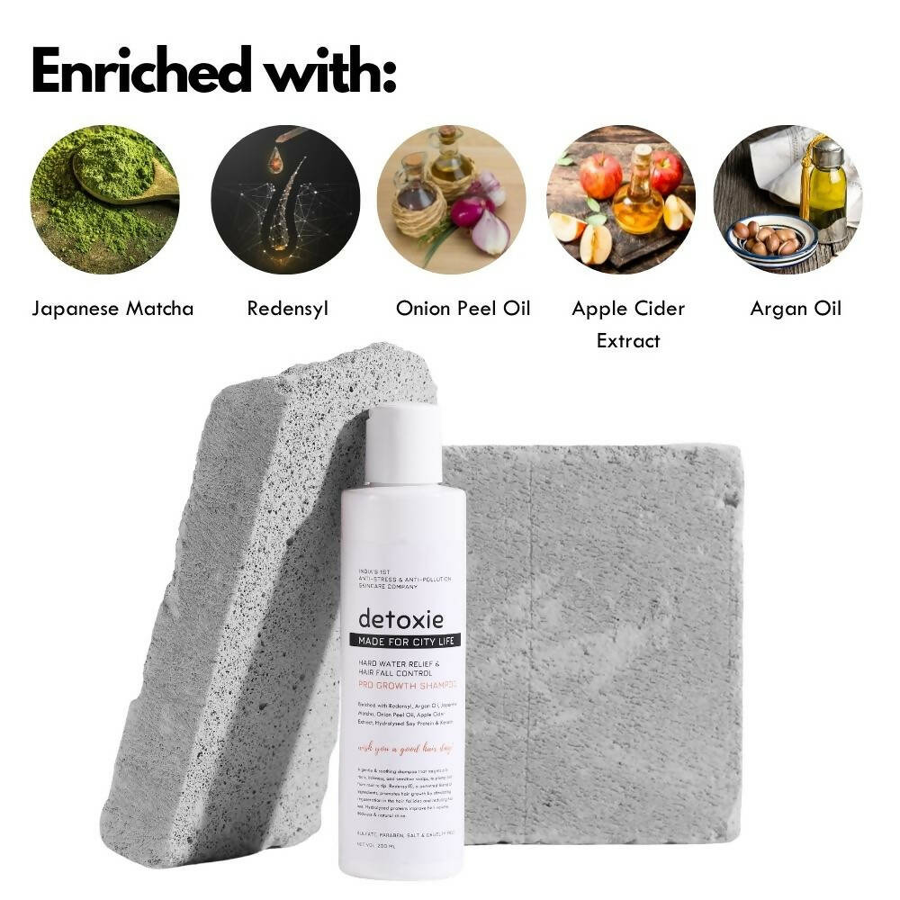 Detoxie Hard Water Relief & Hair Fall Control Pro Growth Shampoo - Vamzn#