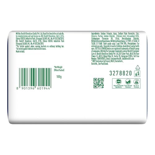 Dettol Cologne Fresh Bathing Soap Bar with 100% better odour protection - 100g Pack of 4, (400gm) - Vamzn#