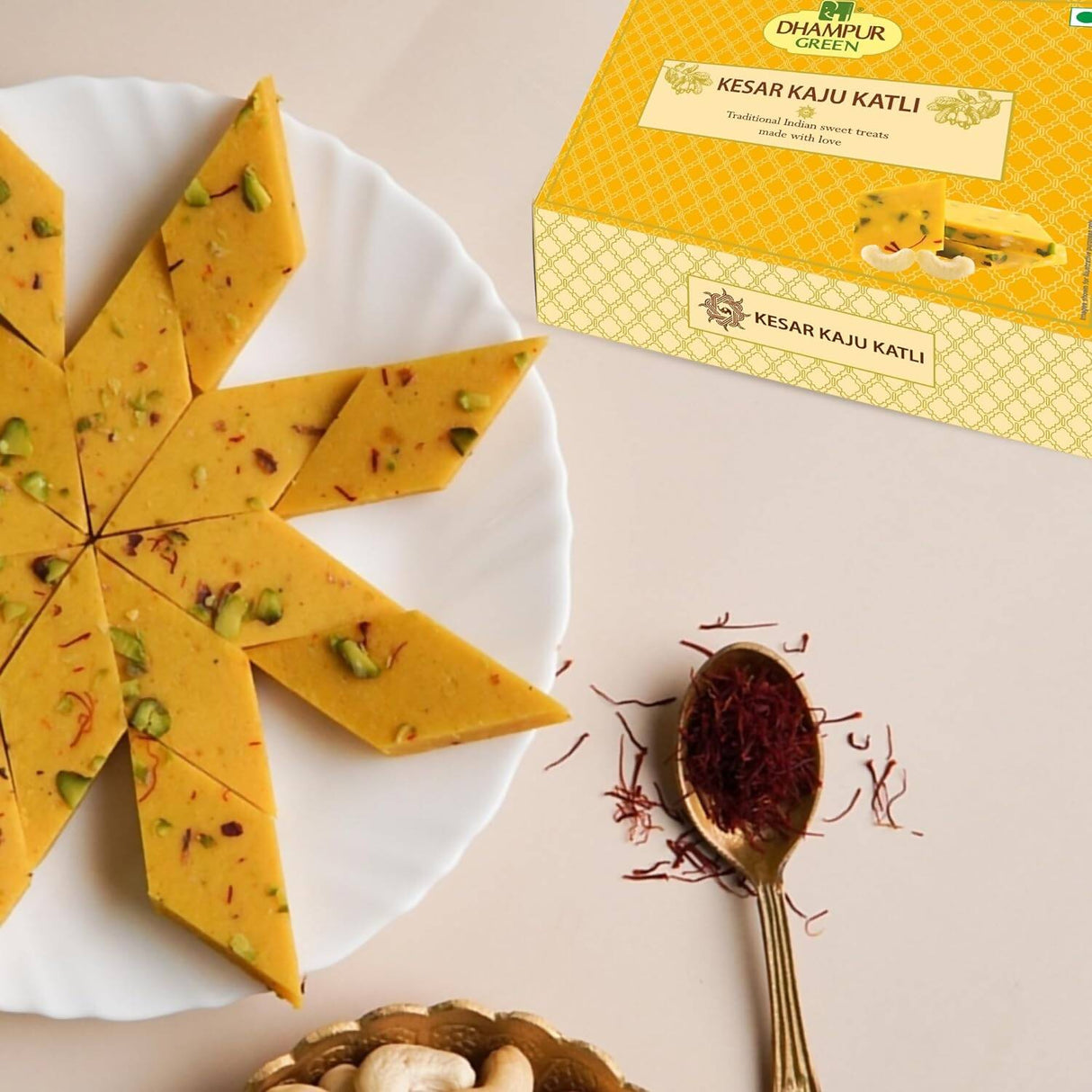 Dhampur Green Kesar Kaju katli - Vamzn#
