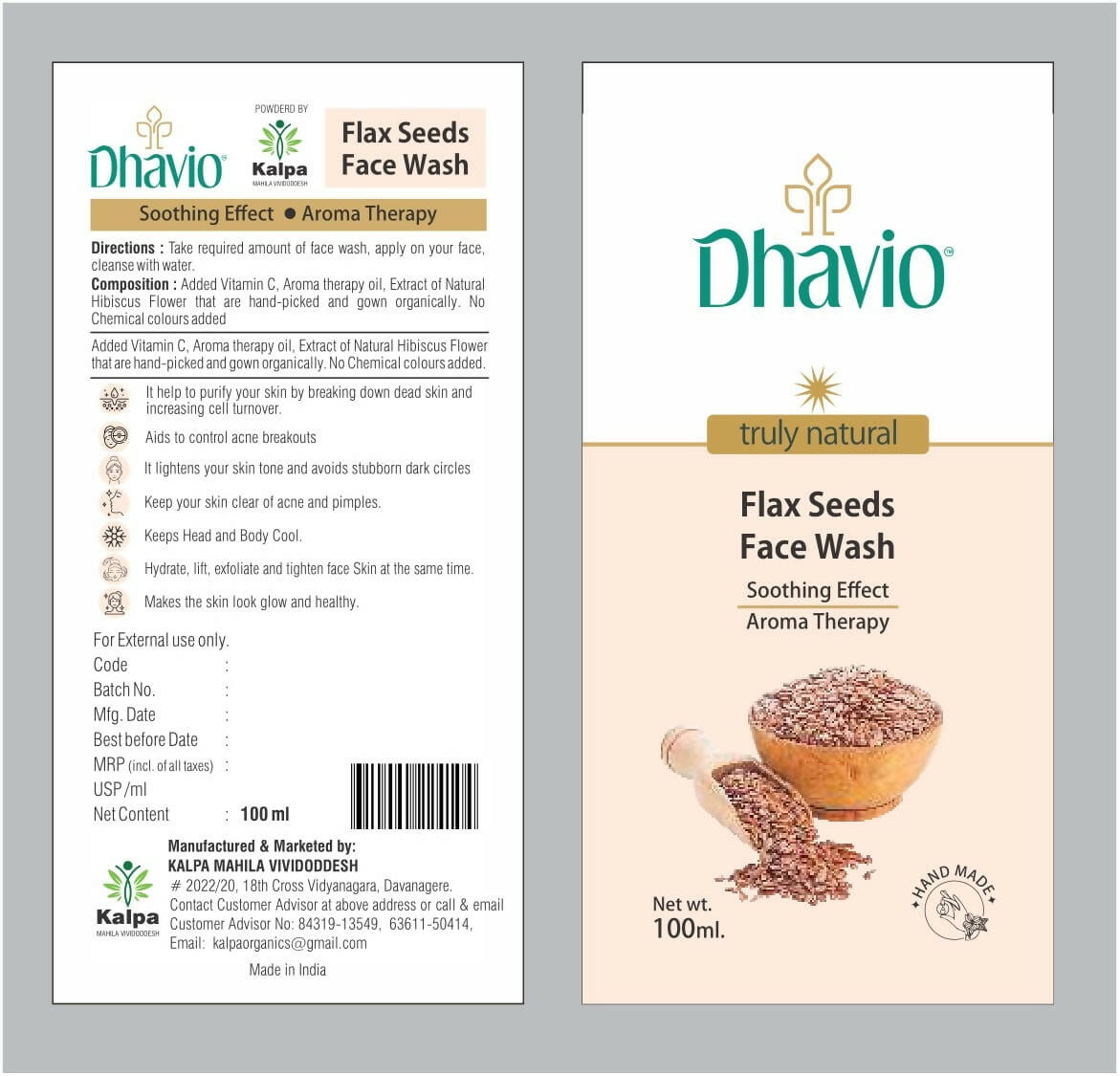 Dhavio Flax Seeds Face Wash - Vamzn#