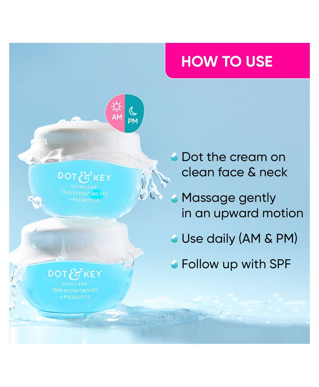 Dot & Key 72 Hr Hydrating Probiotic Face Gel With With Hyaluronic Acid, Kombucha & Rice Water - Vamzn#