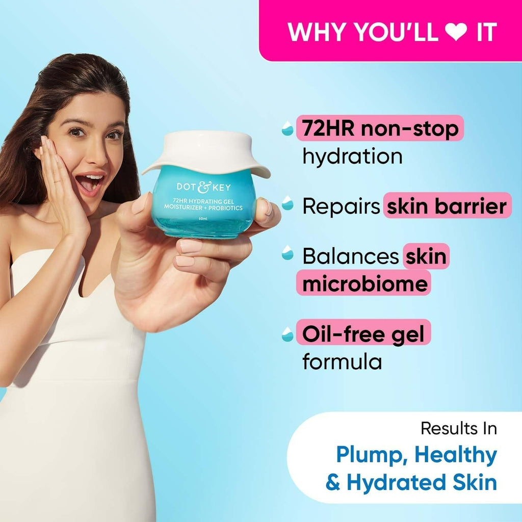 Dot & Key 72 Hr Hydrating Probiotic Face Gel With With Hyaluronic Acid, Kombucha & Rice Water - Vamzn#