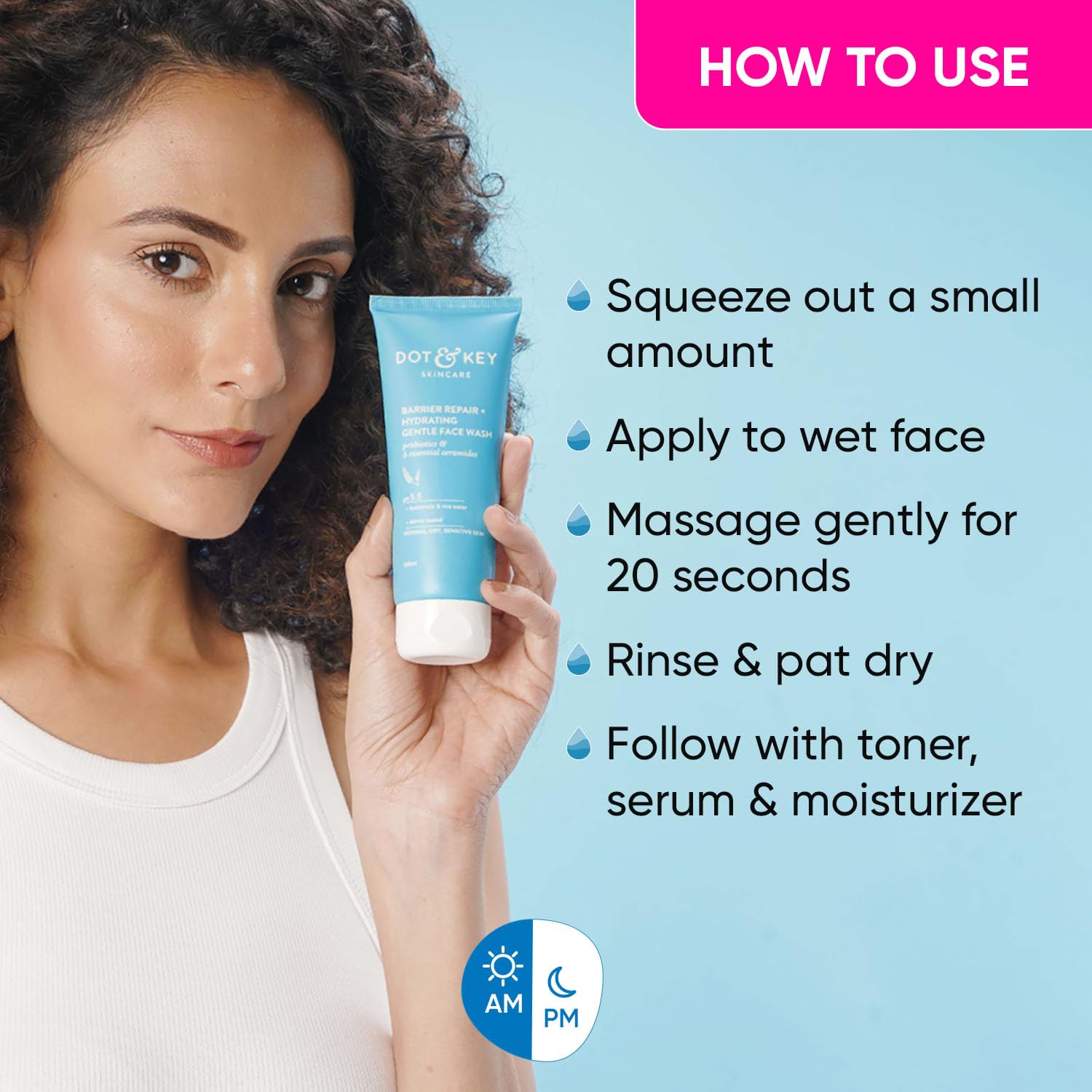 DOT & KEY Barrier Repair + Hydrating Gentle Face Wash With Probiotic|Ceremide Face Wash|Face Wash For Dry Skin,Normal Skin&Sensitive Skin|Gently Cleanses Skin From Dirt&Oil For Unisex,100Ml - Vamzn#