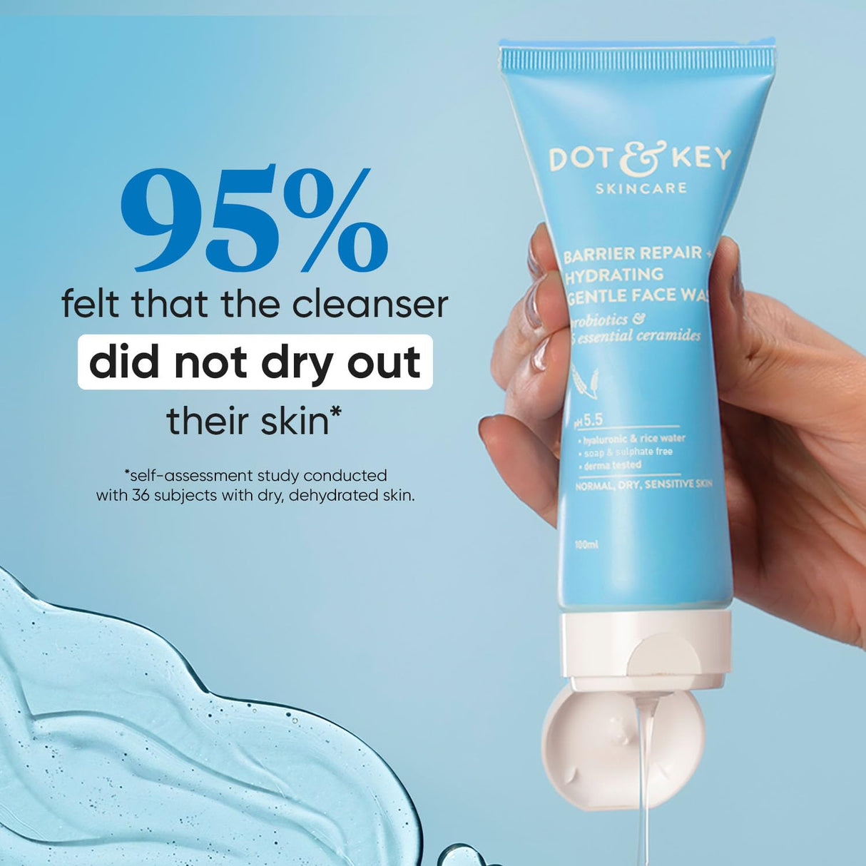 DOT & KEY Barrier Repair + Hydrating Gentle Face Wash With Probiotic|Ceremide Face Wash|Face Wash For Dry Skin,Normal Skin&Sensitive Skin|Gently Cleanses Skin From Dirt&Oil For Unisex,100Ml - Vamzn#