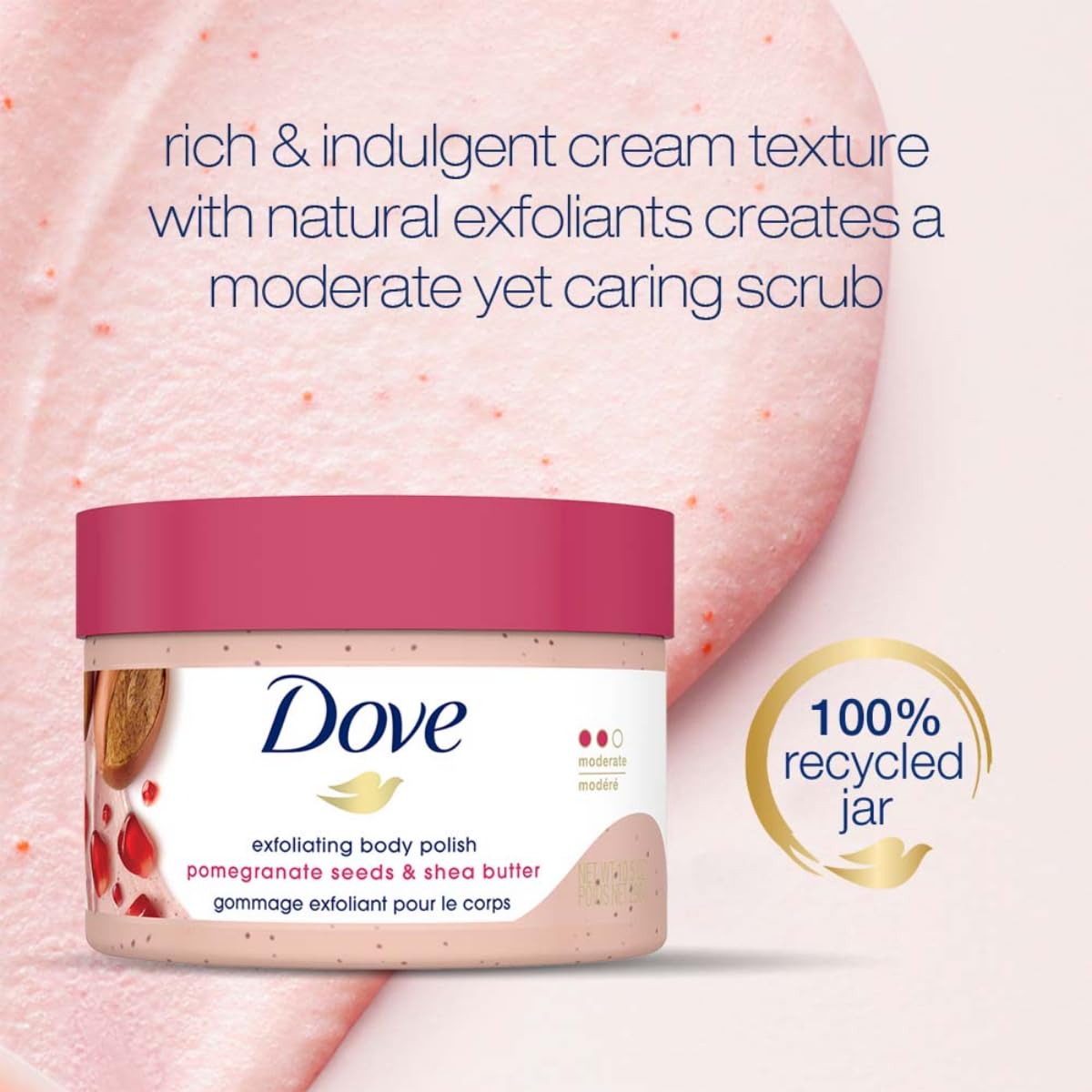 Dove Body Polish Exfoliating Scrub, Moisturizing Shea Butter and Pomegranate Seeds | Nourishes & Conditions Soft Skin | Sulphate Free, 298gm - Vamzn#