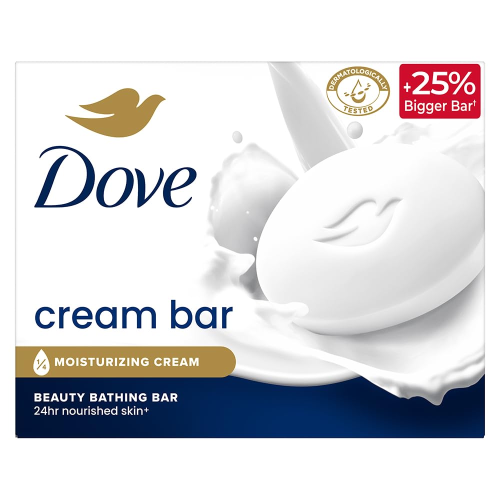 Dove Cream Bathing Beauty Bar with 1/4 Moisturising Cream For Soft, Smooth, Glowing Skin, 125 g (Pack of 8), White - Vamzn#