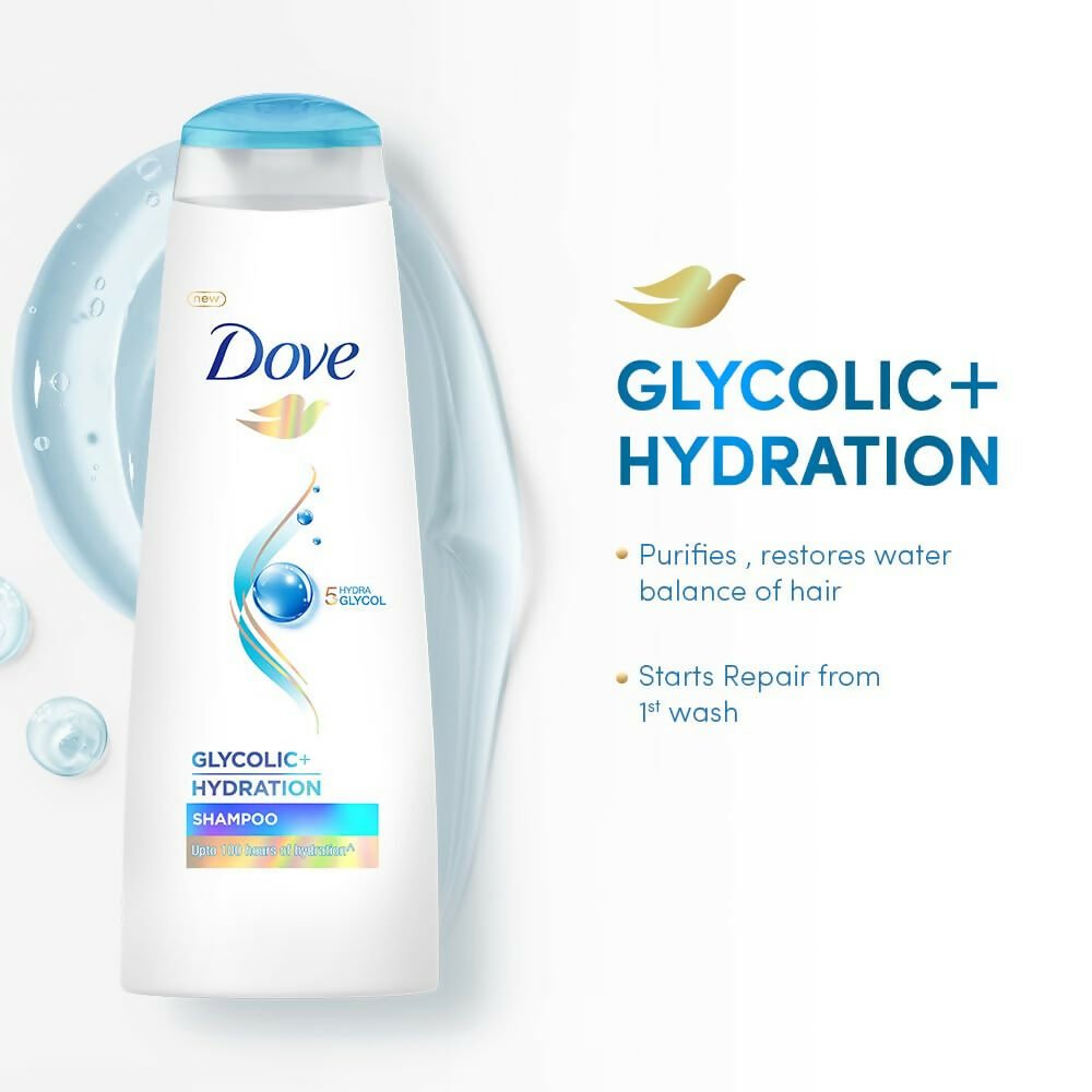 Dove Glycolic + Hydration Shampoo With 5% Hydra - Glycol For Upto 100 Hours Of Hydrated, Fluid Hair - Vamzn#