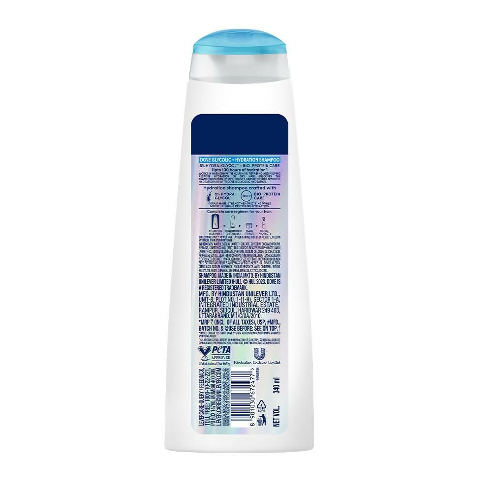 Dove Glycolic + Hydration Shampoo With 5% Hydra - Glycol For Upto 100 Hours Of Hydrated, Fluid Hair - Vamzn#